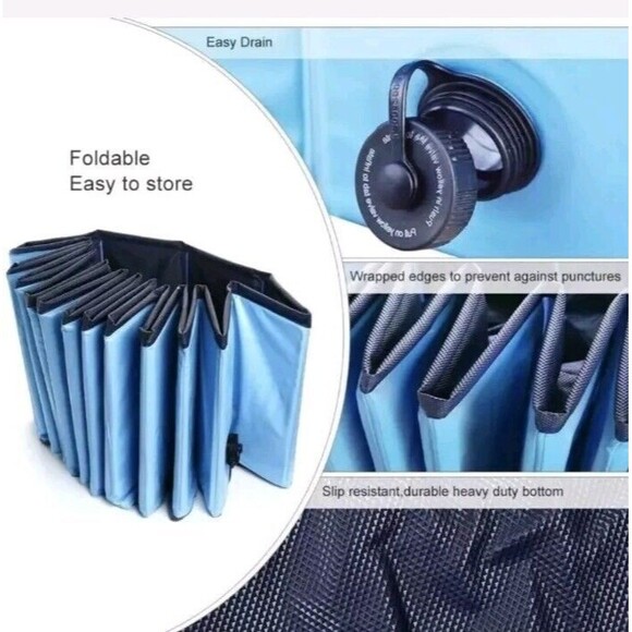 Blue Foldable Dog Pet Bath Pool - Picture 2 of 5